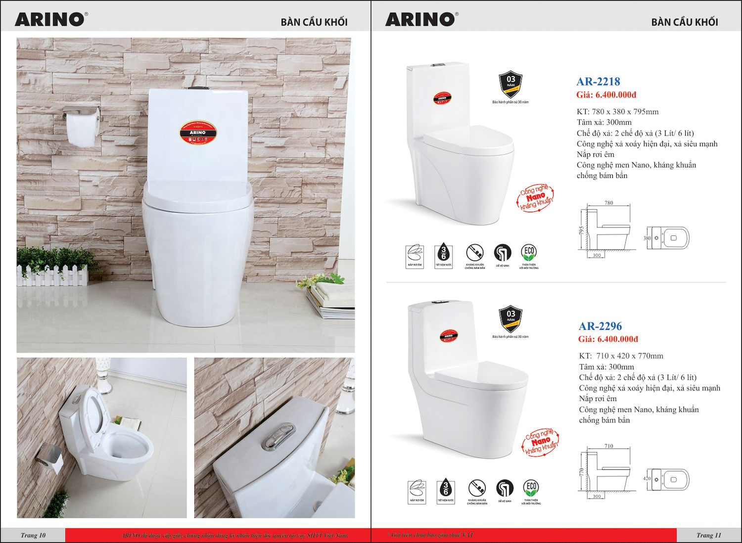 Thiết bị vệ sinh ARINO Catalogue và Bảng giá mới nhất /Page 6
